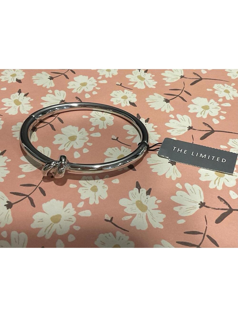NWT The Limited Silver Tone Knot Hinged Bracelet #1052 Wrist 6.5” Or Less
